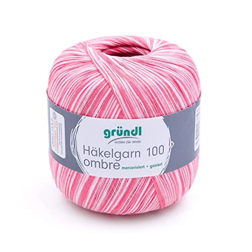 Gründl Häkelgarn 100 ombré (mercerisiertes Baumwollgarn zum Häkeln aus 100% Baumwolle, 100 g / 566 m, Nadelstärke: 1,5-2, 1 x 100 g), Orchidee von Gründl