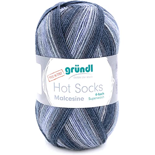 Gründl Hot Socks Malcesine (Sockenwolle aus 75% Schurwolle (superwash) und 25% Polyamid, Made in Italy, 4-fach Sockengarn, 100 g / 420 m, Nadelstärke: 2,5 mm - 3 mm, 1 x 100 g), graphit multicolor Gründl Hot Socks Malcesine (Sockenwolle aus 75% Schurwolle (superwash) und 25% Polyamid, Made in Italy, 4-fach Sockengarn, 100 g / 420 m, Nadelstärke: 2,5 mm - 3 mm, 1 x 100 g), graphit multicolor von Gründl