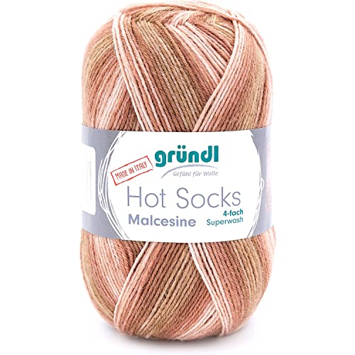 Gründl Hot Socks Malcesine (Sockenwolle aus 75% Schurwolle (superwash) und 25% Polyamid, Made in Italy, 4-fach Sockengarn, 100 g / 420 m, Nadelstärke: 2,5 mm - 3 mm, 1 x 100 g), kamel multicolor Gründl Hot Socks Malcesine (Sockenwolle aus 75% Schurwolle (superwash) und 25% Polyamid, Made in Italy, 4-fach Sockengarn, 100 g / 420 m, Nadelstärke: 2,5 mm - 3 mm, 1 x 100 g), kamel multicolor von Gründl