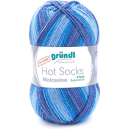 Gründl Hot Socks Malcesine (Sockenwolle aus 75% Schurwolle (superwash) und 25% Polyamid, Made in Italy, 4-fach Sockengarn, 100 g / 420 m, Nadelstärke: 2,5 mm - 3 mm, 1 x 100 g), ocean multicolor Gründl Hot Socks Malcesine (Sockenwolle aus 75% Schurwolle (superwash) und 25% Polyamid, Made in Italy, 4-fach Sockengarn, 100 g / 420 m, Nadelstärke: 2,5 mm - 3 mm, 1 x 100 g), ocean multicolor von Gründl