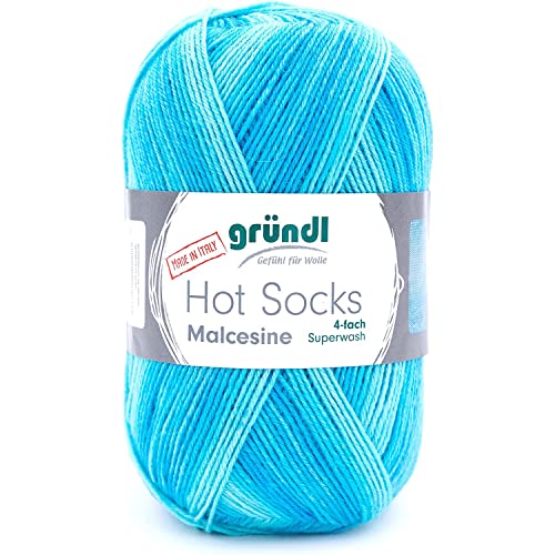 Gründl Hot Socks Malcesine (Sockenwolle aus 75% Schurwolle (superwash) und 25% Polyamid, Made in Italy, 4-fach Sockengarn, 100 g / 420 m, Nadelstärke: 2,5 mm - 3 mm, 1 x 100 g), pool multicolor von Gründl