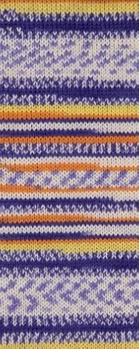 Gründl Hot Socks Mandello, Sockenwolle 8-fach, Sockengarn 8-fädig, dicke Stumpfwolle musterbildend, Farbverlauf, 150g / 300m (08 natur orange lila) von Gründl