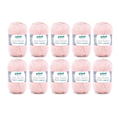Gründl Hot Socks Pearl uni Strickwolle (kuschelig weiche Sockenwolle aus 75 % Merinowolle, 20 % Polyamid, 5 % Kaschmir, 50 g / 200 m, Nadelstärke: 2,5 - 3, 10 x 50 g), anthrazit, 40 x 37 x 11 cm von Gründl