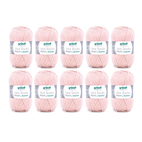 Gründl Hot Socks Pearl uni Strickwolle (kuschelig weiche Sockenwolle aus 75 % Merinowolle, 20 % Polyamid, 5 % Kaschmir, 50 g / 200 m, Nadelstärke: 2,5 - 3, 10 x 50 g), anthrazit, 40 x 37 x 11 cm von Gründl