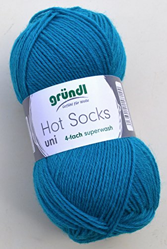 Gründl Hot Socks Sockenwolle uni Farbe 47 - petrol, Strumpfwolle Wolle zum Socken stricken von Gründl