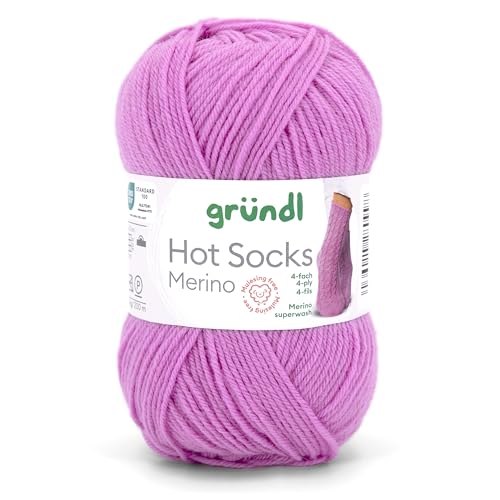 Gründl Hots Socks Merino uni, 4-fädige Sockenwolle, 50 g /200m,75% Schurwolle (Merino, superwash), 25% Polyamid,mulesing frei, Öko-tex Standard, (17 orchidee) von Gründl