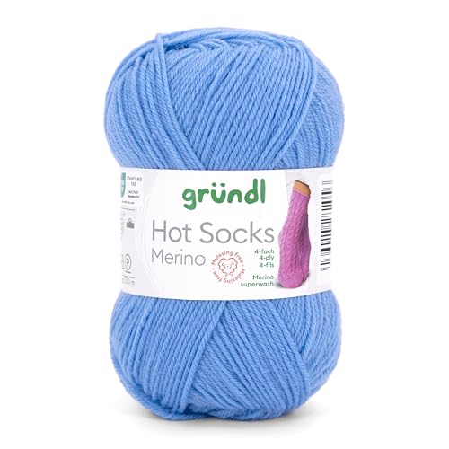 Gründl Hots Socks Merino uni, 4-fädige Sockenwolle, 50 g /200m,75% Schurwolle (Merino, superwash), 25% Polyamid,mulesing frei, Öko-tex Standard, (19 jeansblau) von Gründl