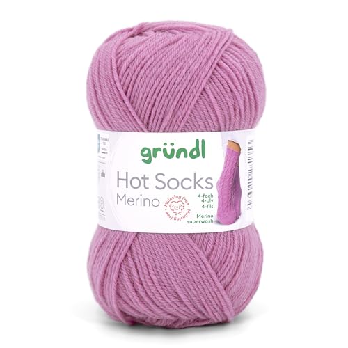 Gründl Hots Socks Merino uni, 4-fädige Sockenwolle, 50 g /200m,75% Schurwolle (Merino, superwash), 25% Polyamid,mulesing frei, Öko-tex Standard, (29 altrosa) von Gründl