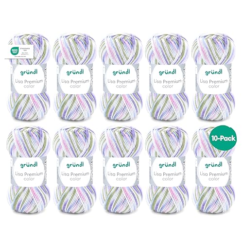 Gründl Lisa Premium Handstrick, Tolles Garn aus 100% Polyacryl, Lindgrün/Flieder/Rose/Color, 32 x 30 x 7 cm, 10P3608-09 Gründl Lisa Premium Handstrick, Tolles Garn aus 100% Polyacryl, Lindgrün/Flieder/Rose/Color, 32 x 30 x 7 cm, 10P3608-09 von Gründl