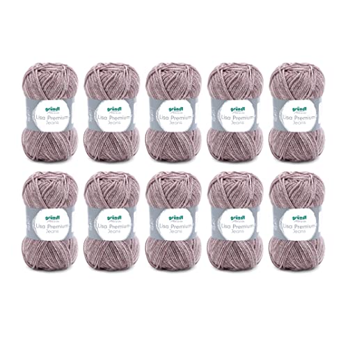 Gründl Lisa Premium Jeans Wolle zum Stricken und Häkeln aus 100 % Polyester, 50 g/133 m, Nadelstärke: 3,5-4,5, 10 Knäuel á 50 g, Graubraun Gründl Lisa Premium Jeans Wolle zum Stricken und Häkeln aus 100 % Polyester, 50 g/133 m, Nadelstärke: 3,5-4,5, 10 Knäuel á 50 g, Graubraun von Gründl