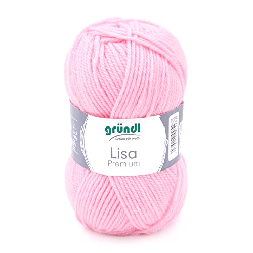 Gründl Wolle Lisa Premium Uni Strick-& Häkelgarn, 100% Polyacryl, Babyrosa, 1 x 50g, 50 von Gründl
