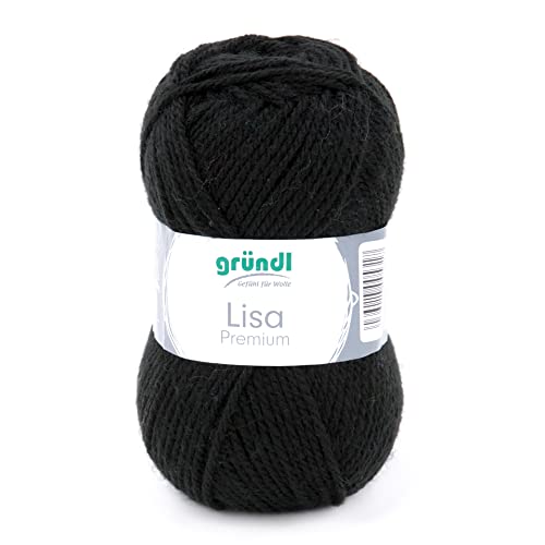 Gründl Wolle Lisa Premium uni Strick-& Häkelgarn, 100% Polyacryl, Schwarz, 1 x 50g, 50 Gründl Wolle Lisa Premium uni Strick-& Häkelgarn, 100% Polyacryl, Schwarz, 1 x 50g, 50 von Gründl