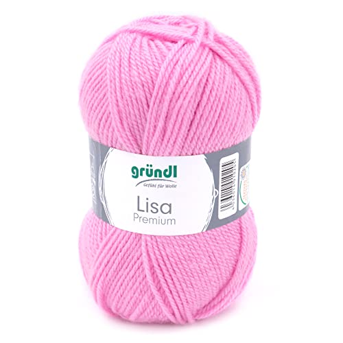 Gründl Wolle Lisa Premium uni Strick-& Häkelgarn, 100% Polyacryl, Rosa, 1 x 50g, 50 von Gründl