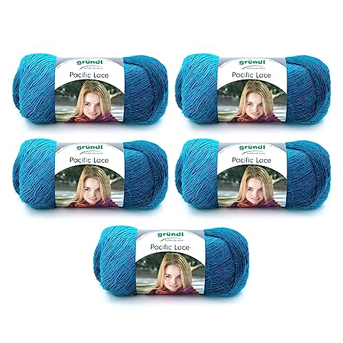 Gründl Pacific Lace (Farbverlaufsgarn mit wollartigem Charakter aus 80 % Polyacryl, 10 % Wolle, 10 % Alpaka, 100 g / 550 m, Nadelstärke: 2,5 mm - 3 mm, 5 x 100 g), Ocean Color, 36 x 20 x 8 cm Gründl Pacific Lace (Farbverlaufsgarn mit wollartigem Charakter aus 80 % Polyacryl, 10 % Wolle, 10 % Alpaka, 100 g / 550 m, Nadelstärke: 2,5 mm - 3 mm, 5 x 100 g), Ocean Color, 36 x 20 x 8 cm von Gründl