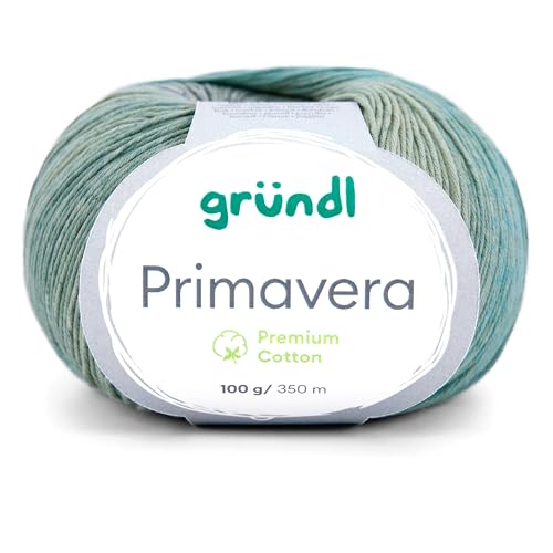Gründl Primavera Baumwolle Sommergarn, 100g, 350m, Nadelstärke 2,5-3,5mm, Farbverlauf (05 blaugrau-türkis-smaragd) von Gründl