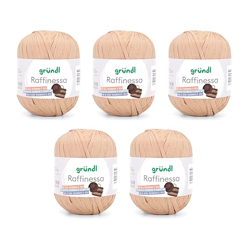 Gründl Raffinessa - Papiergarn - Raffiabast - Papierschnur aus 100% Viskose zum Korbflechten - 5 x 100 g / 120 m - Beige Gründl Raffinessa - Papiergarn - Raffiabast - Papierschnur aus 100% Viskose zum Korbflechten - 5 x 100 g / 120 m - Beige von Gründl