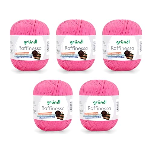 Gründl Raffinessa - Papiergarn - Raffiabast - Papierschnur aus 100% Viskose zum Korbflechten - 5 x 100 g / 120 m - Himbeere Gründl Raffinessa - Papiergarn - Raffiabast - Papierschnur aus 100% Viskose zum Korbflechten - 5 x 100 g / 120 m - Himbeere von Gründl
