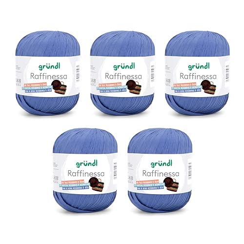 Gründl Raffinessa - Papiergarn - Raffiabast - Papierschnur aus 100% Viskose zum Korbflechten - 5 x 100 g / 120 m - Kornblume von Gründl