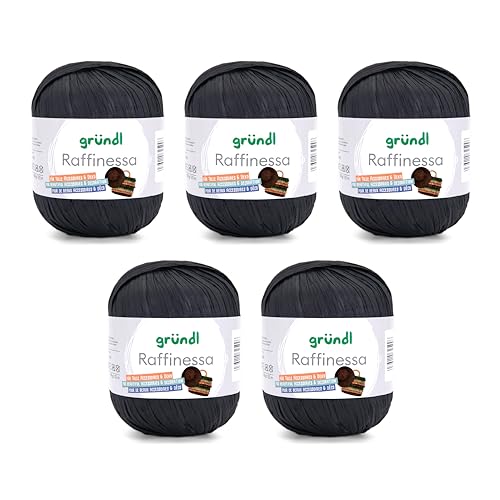 Gründl Raffinessa - Papiergarn - Raffiabast - Papierschnur aus 100% Viskose zum Korbflechten - 5 x 100 g / 120 m - Schwarz Gründl Raffinessa - Papiergarn - Raffiabast - Papierschnur aus 100% Viskose zum Korbflechten - 5 x 100 g / 120 m - Schwarz von Gründl