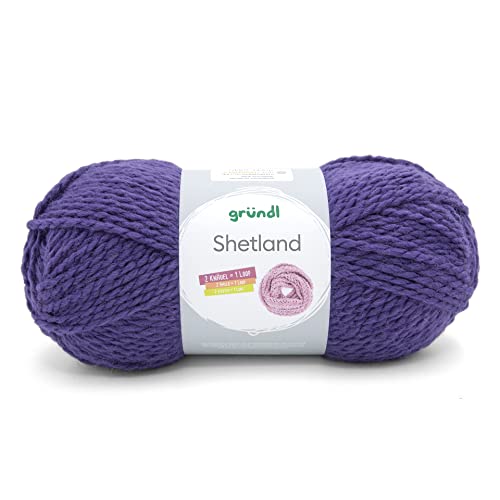 Gründl Shetland Wolle (modisches und weiches Strickgarn aus 80% Polyacryl und 20% Wolle, 100 g / 170 m, Nadelstärke: 7-8, 1 x 100 g), lila von Gründl