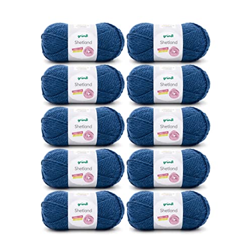 Gründl Shetland Wolle (modisches und weiches Strickgarn aus 80% Polyacryl und 20% Wolle, 100 g / 170 m, Nadelstärke: 7-8, 10 x 100 g), Blau von Gründl