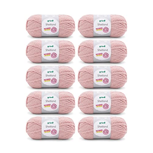 Gründl Shetland Wolle (modisches und weiches Strickgarn aus 80% Polyacryl und 20% Wolle, 100 g / 170 m, Nadelstärke: 7 - 8, 10 x 100 g), Lachs Orange Melange, 55 x 40 x 10 cm von Gründl