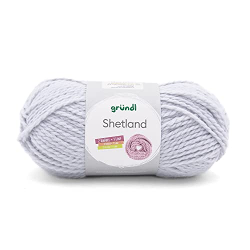 Gründl Shetland Wolle (weiches Strickgarn aus 80% Polyacryl und 20% Wolle, 100 g / 170 m, Nadelstärke: 7-8, 1 x 100 g), Hellgrau Melange von Gründl