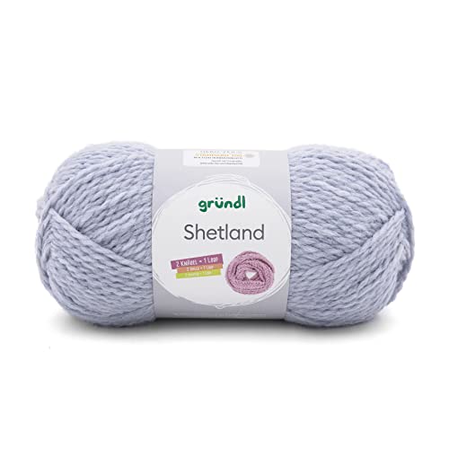 Gründl Shetland Wolle (weiches Strickgarn aus 80% Polyacryl und 20% Wolle, 100 g / 170 m, Nadelstärke: 7-8, 1 x 100 g), Jeans Melange von Gründl