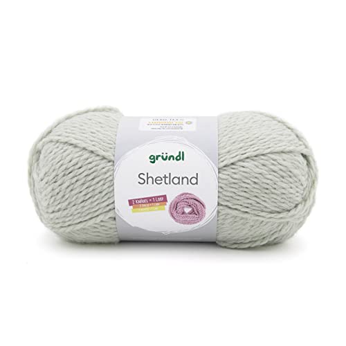 Gründl Shetland Wolle (weiches Strickgarn aus 80% Polyacryl und 20% Wolle, 100 g / 170 m, Nadelstärke: 7-8, 1 x 100 g), Moos Melange von Gründl