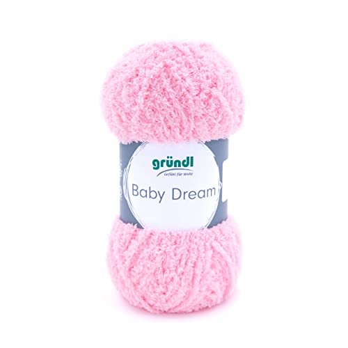 Gründl Wolle Baby Dream (kuscheliges Strick- & Häkelgarn aus 100 % Polyester, 50 g / 136 m, Nadelstärke: 5 - 6, 1 x 50 g), babyrosa von Gründl