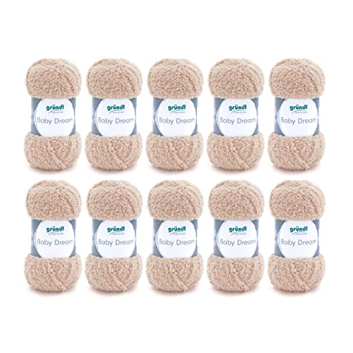 Gründl Wolle Baby Dream (kuscheliges Strick- & Häkelgarn aus 100% Polyester, 50 g / 136 m, Nadelstärke: 5-6, 10 x 50 g), camel von Gründl