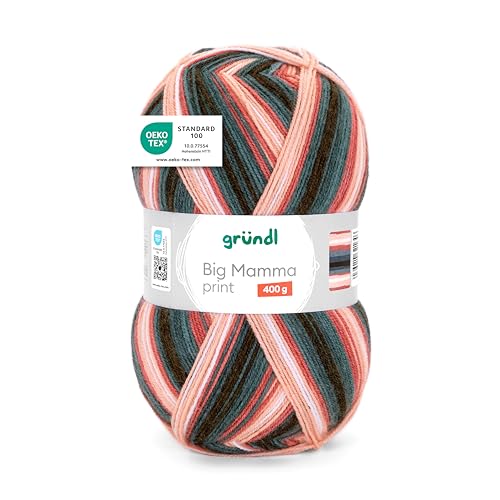 Gründl Wolle Big Mamma Print - XXL Wolle zum Stricken - Großknäuel 400 g / 1040 m - Wolle Farbverlauf aus 100% Polyacryl - pfirsich-rostrot-grün-weiß Gründl Wolle Big Mamma Print - XXL Wolle zum Stricken - Großknäuel 400 g / 1040 m - Wolle Farbverlauf aus 100% Polyacryl - pfirsich-rostrot-grün-weiß von Gründl