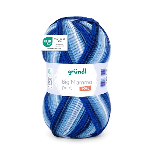 Gründl Wolle Big Mamma Print - XXL Wolle zum Stricken - Großknäuel 400 g / 1040 m - Wolle Farbverlauf aus 100% Polyacryl - royalblau-jeans-himmelblau-weiß Gründl Wolle Big Mamma Print - XXL Wolle zum Stricken - Großknäuel 400 g / 1040 m - Wolle Farbverlauf aus 100% Polyacryl - royalblau-jeans-himmelblau-weiß von Gründl