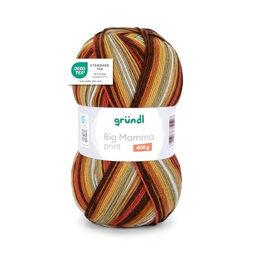 Gründl Wolle Big Mamma Print - XXL Wolle zum Stricken - Großknäuel 400 g / 1040 m - Wolle Farbverlauf aus 100% Polyacryl - senf-kürbis-kupfer-rehbraun-moos Gründl Wolle Big Mamma Print - XXL Wolle zum Stricken - Großknäuel 400 g / 1040 m - Wolle Farbverlauf aus 100% Polyacryl - senf-kürbis-kupfer-rehbraun-moos von Gründl