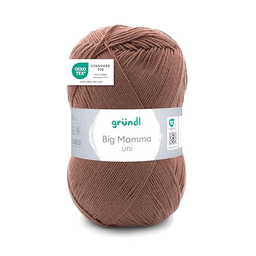 Gründl Wolle Big Mamma uni - XXL Wolle zum Stricken - Strickgarn - Weich und hautfreundlich - 100 % Polyacryl - 1 Knäuel 400 g / 1040 m - Nadelstärke 3,5- 4,5 - cappucino von Gründl