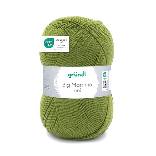 Gründl Wolle Big Mamma Uni - 1 Knäuel 400 g / 1040 m - Strickgarn - Häkelgarn - 100% Polyacryl - Weich & Pflegeleicht - Nadelstärke 3,5-4,5 - grasgrün Gründl Wolle Big Mamma Uni - 1 Knäuel 400 g / 1040 m - Strickgarn - Häkelgarn - 100% Polyacryl - Weich & Pflegeleicht - Nadelstärke 3,5-4,5 - grasgrün von Gründl