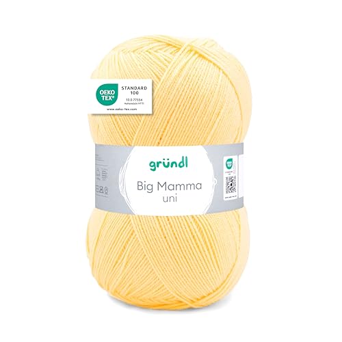 Gründl Wolle Big Mamma Uni - 1 Knäuel 400 g / 1040 m - Strickgarn - Häkelgarn - 100% Polyacryl - Weich & Pflegeleicht - Nadelstärke 3,5-4,5 - pastellgelb Gründl Wolle Big Mamma Uni - 1 Knäuel 400 g / 1040 m - Strickgarn - Häkelgarn - 100% Polyacryl - Weich & Pflegeleicht - Nadelstärke 3,5-4,5 - pastellgelb von Gründl