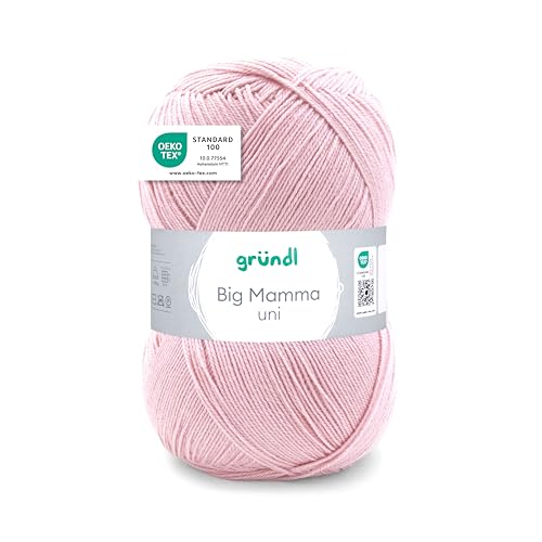 Gründl Wolle Big Mamma uni - XXL Wolle zum Stricken - Strickgarn - Weich und hautfreundlich - 100 % Polyacryl - 1 Knäuel 400 g / 1040 m - Nadelstärke 3,5- 4,5 - rosa von Gründl