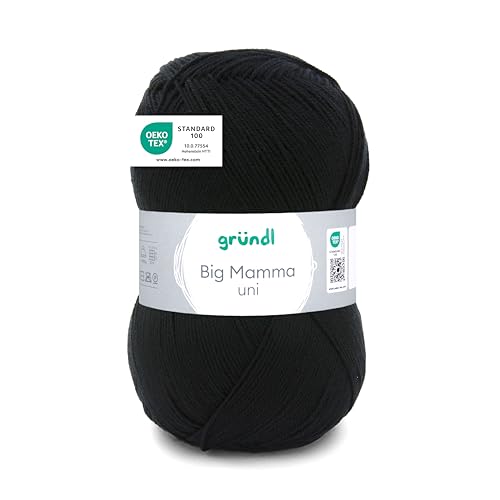 Gründl Wolle Big Mamma Uni - 1 Knäuel 400 g / 1040 m - Strickgarn - Häkelgarn - 100% Polyacryl - Weich & Pflegeleicht - Nadelstärke 3,5-4,5 - schwarz Gründl Wolle Big Mamma Uni - 1 Knäuel 400 g / 1040 m - Strickgarn - Häkelgarn - 100% Polyacryl - Weich & Pflegeleicht - Nadelstärke 3,5-4,5 - schwarz von Gründl