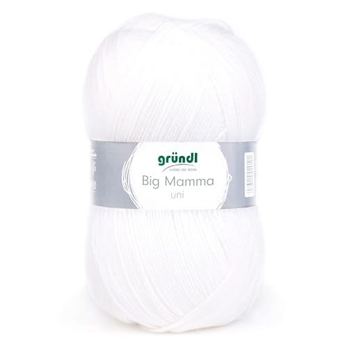Gründl Wolle Big Mamma uni - XXL Wolle zum Stricken - Strickgarn - Weich und hautfreundlich - 100 % Polyacryl - 1 Knäuel 400 g / 1040 m - Nadelstärke 3,5- 4,5 - weiß Gründl Wolle Big Mamma uni - XXL Wolle zum Stricken - Strickgarn - Weich und hautfreundlich - 100 % Polyacryl - 1 Knäuel 400 g / 1040 m - Nadelstärke 3,5- 4,5 - weiß von Gründl