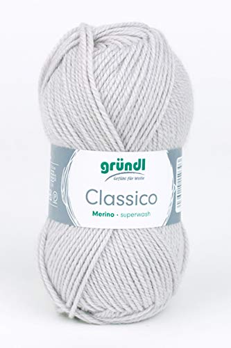 Gründl Wolle Classico, Merino superwash,50 gr. tolle Farben zum Stricken u. Häkeln, (03 gellgrau) von Gründl