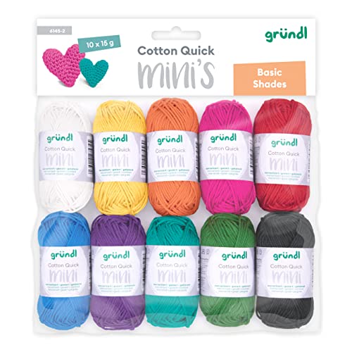 Gründl Wolle Cotton Quick Mini Basic Shades Set zum Stricken und Häkeln 10 x 15 g, 100% Baumwolle, 15 g / 37 m, Bunt Gründl Wolle Cotton Quick Mini Basic Shades Set zum Stricken und Häkeln 10 x 15 g, 100% Baumwolle, 15 g / 37 m, Bunt von Gründl