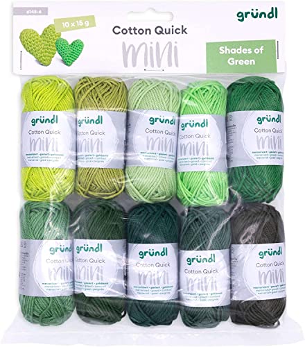 Gründl Wolle Cotton Quick Mini Shades of Green Set zum Stricken und Häkeln 10 x 15 g, 100% Baumwolle, 15 g / 37 m, Grün Gründl Wolle Cotton Quick Mini Shades of Green Set zum Stricken und Häkeln 10 x 15 g, 100% Baumwolle, 15 g / 37 m, Grün von Gründl
