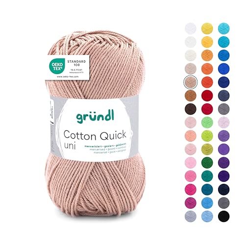 Gründl Wolle Cotton Quick uni - Wolle zum Häkeln aus 100 % Baumwolle - Wolle zum Stricken - glänzendes Baumwollgarn 1 Knäuel 50 g / 125 m - Beige Gründl Wolle Cotton Quick uni - Wolle zum Häkeln aus 100 % Baumwolle - Wolle zum Stricken - glänzendes Baumwollgarn 1 Knäuel 50 g / 125 m - Beige von Gründl