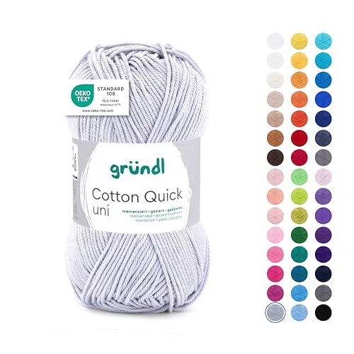 Gründl Wolle Cotton Quick uni - Wolle zum Häkeln aus 100 % Baumwolle - Wolle zum Stricken - glänzendes Baumwollgarn 1 Knäuel 50 g / 125 m - Hellgrau Gründl Wolle Cotton Quick uni - Wolle zum Häkeln aus 100 % Baumwolle - Wolle zum Stricken - glänzendes Baumwollgarn 1 Knäuel 50 g / 125 m - Hellgrau von Gründl