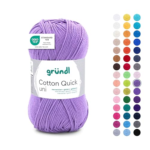 Gründl Wolle Cotton Quick uni - Wolle zum Häkeln aus 100 % Baumwolle - Wolle zum Stricken - glänzendes Baumwollgarn 1 Knäuel 50 g / 125 m - Lavendel Gründl Wolle Cotton Quick uni - Wolle zum Häkeln aus 100 % Baumwolle - Wolle zum Stricken - glänzendes Baumwollgarn 1 Knäuel 50 g / 125 m - Lavendel von Gründl