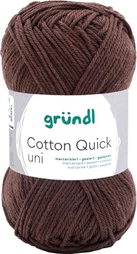 Gründl Wolle Cotton Quick uni - dünne Wolle zum Häkeln - Strickgarn - Häkelgarn - Glänzend und hautfreundlich - 100 % Baumwolle - 1 Knäuel 50 g / 125 m - Nadelstärke 3 - 4 - Schwarz von Gründl