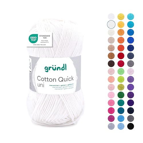 Gründl Wolle Cotton Quick uni - Wolle zum Häkeln aus 100% Baumwolle - Wolle zum Stricken - glänzendes Baumwollgarn 1 Knäuel 50 g / 125 m - Creme Gründl Wolle Cotton Quick uni - Wolle zum Häkeln aus 100% Baumwolle - Wolle zum Stricken - glänzendes Baumwollgarn 1 Knäuel 50 g / 125 m - Creme von Gründl