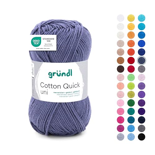 Gründl Wolle Cotton Quick uni - Wolle zum Häkeln aus 100% Baumwolle - Wolle zum Stricken - glänzendes Baumwollgarn 1 Knäuel 50 g / 125 m - Grau Blau Gründl Wolle Cotton Quick uni - Wolle zum Häkeln aus 100% Baumwolle - Wolle zum Stricken - glänzendes Baumwollgarn 1 Knäuel 50 g / 125 m - Grau Blau von Gründl