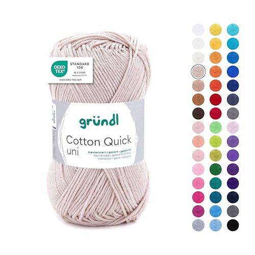 Gründl Wolle Cotton Quick uni - Wolle zum Häkeln aus 100% Baumwolle - Wolle zum Stricken - glänzendes Baumwollgarn 1 Knäuel 50 g / 125 m - Sand Gründl Wolle Cotton Quick uni - Wolle zum Häkeln aus 100% Baumwolle - Wolle zum Stricken - glänzendes Baumwollgarn 1 Knäuel 50 g / 125 m - Sand von Gründl